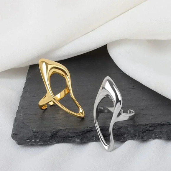 925 Sterling Silver Statement Ring Abstract Irregular Chunky Large Bold Ring - Picture 3 of 13